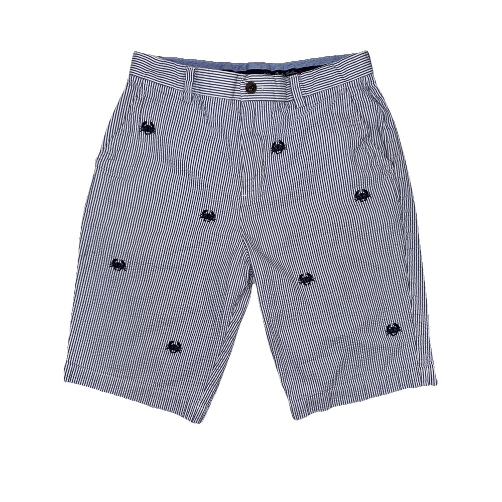 Brooks Brothers Fleece Boy's Casual Shorts Blue Striped Seersucker Crab Size 16